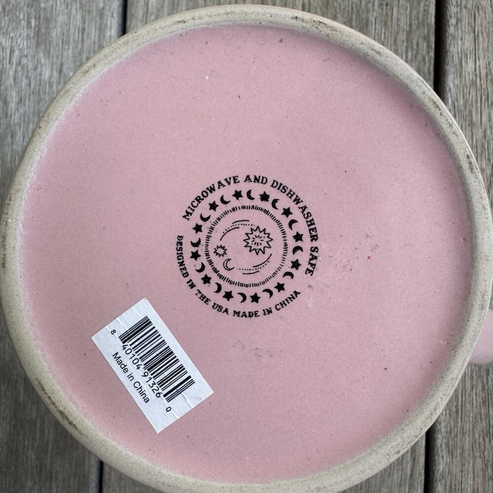 Pink Celestial Love Coffee Mug Moon Stars Constellation Ceramic Cup 4” Tall - Picture 5 of 6